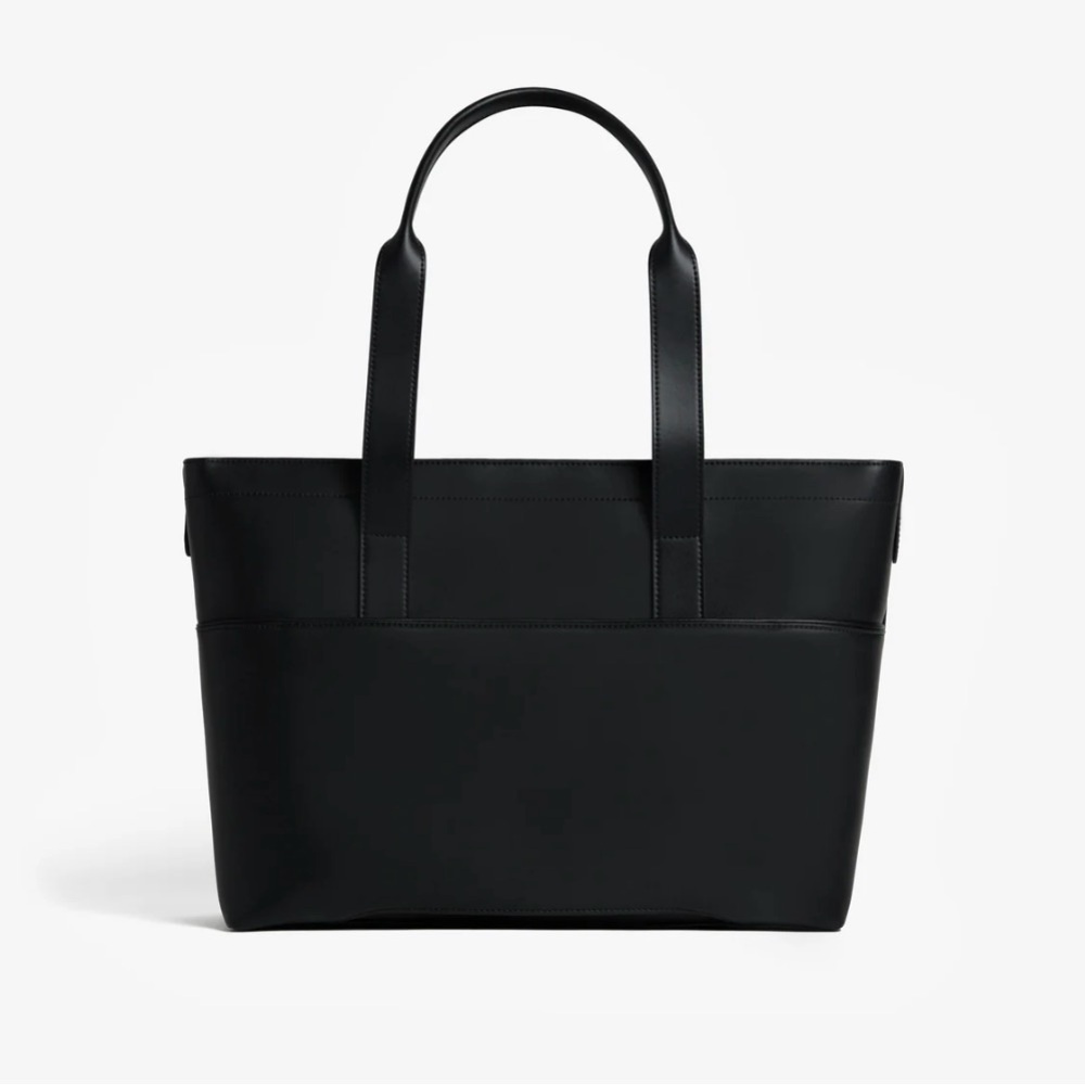 Sleek Black Leather Tote Bag